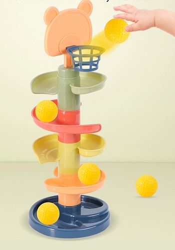 Rolling Around Tower Ball Drop & Roll Activity Toy For Babies & Toddlers - 45 cm | 7 Layers & 5 Balls