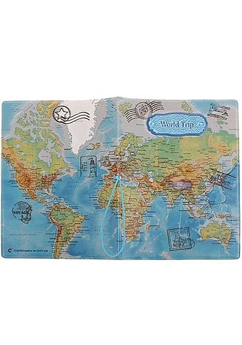 2 Pcs Combo World Trip Passport Cover | Ticket & Documents Holder - Blue & Pink