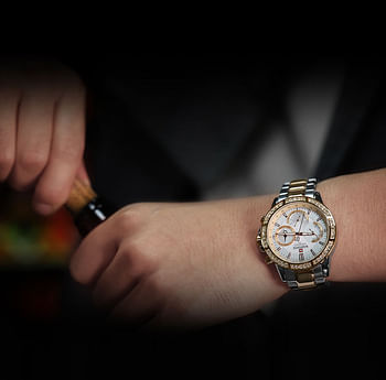 NAVIFORCE NF9196D Golden Men's Quartz Watch Stainless Steel  Wristwatch - S/RG/W
