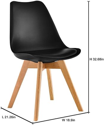 Mahmayi Dining Chairs Set of 2, Modern Mid Century Classic Style Molded Plastic Side Dining Chair with Natural Wood Leg, Heavy Duty for Dining Room (Set of 2)