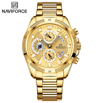 NAVIFORCE NF8021 Multifunction Men Luxury Chronograph Quartz Watch Waterproof Date Stainless Steel Sport Luminous Hands Fashion -GG