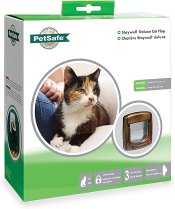 Pet Safe 4 Way Locking Deluxe Cat Flap - Wood Grain
