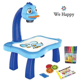 Kids Educational and Skills Developer Painting Projector Table Toy With Light and Music For Boys - Blue