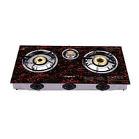 Impex IGS 1213F 3 Burners Glass Top Gas Stove with  Toughened Glass Top