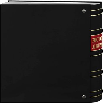 Pioneer BL-200/BLK Photo Albums 200-Pocket Ring Bound Black Bonded Leather with Gold Accents Cover Photo Album for 4 x 6-Inch Prints