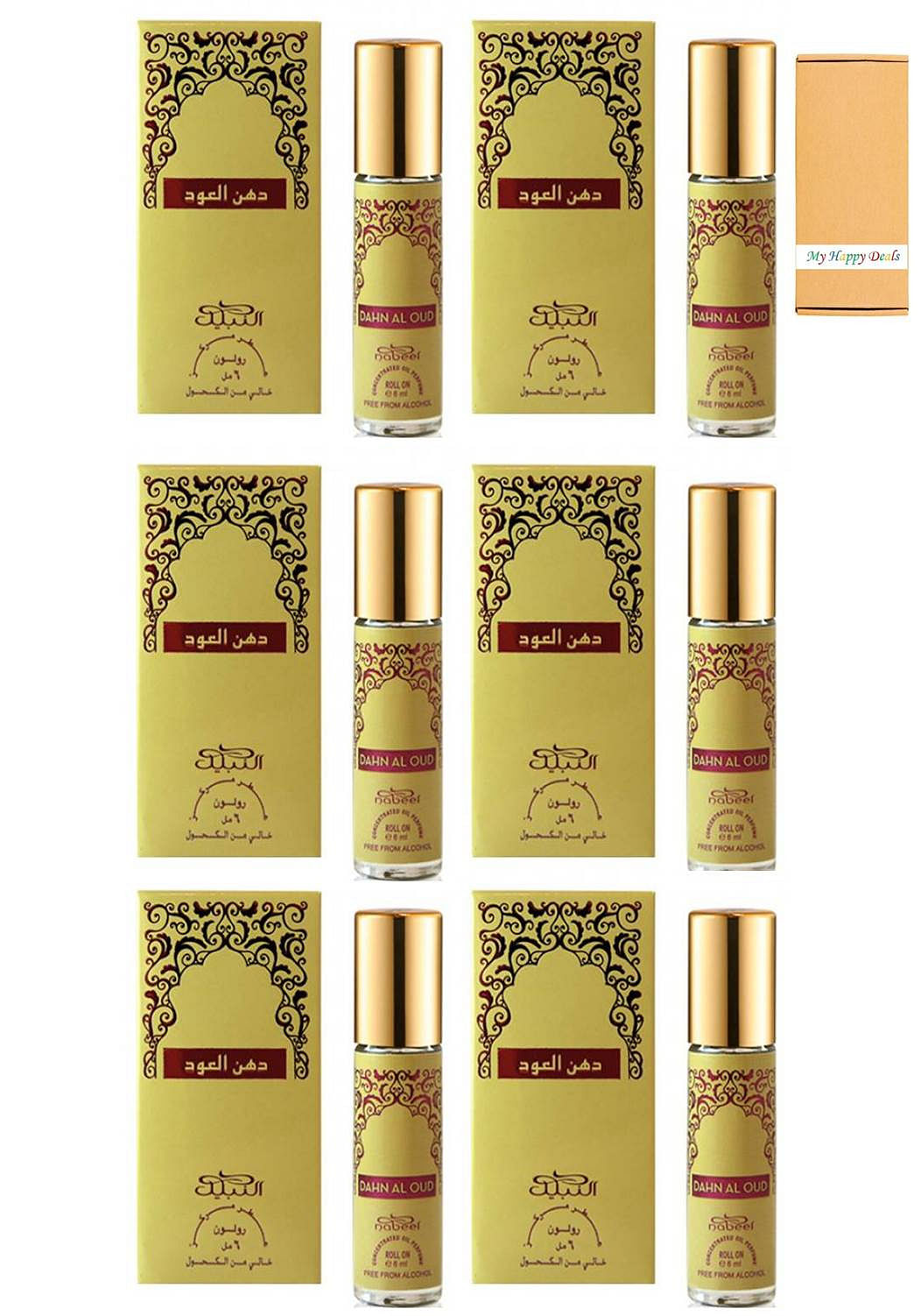 6 Pcs Nabeel Dahn Al Oud Alchohol Free Roll On Oil Perfume 6ML