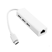 USB 2.0 To Type C 3-Port USB Hub With RJ45 Ethernet Port Adapter - White