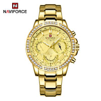 NAVIFORCE NF9196D Golden Men's Quartz Watch Stainless Steel  Wristwatch