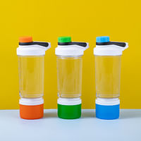 Protein Shaker Bottle, Non-Slip 2 Layer, Leak-Proof Blender Bottle with Supplement Storage Compartment Pack of 3
