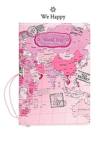 3 Pcs Trio World Trip Passport Cover | Ticket & Documents Holder - Brown, Pink & Blue