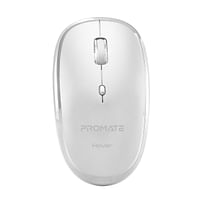 Promate Wireless Mouse, Portable 2.4Ghz Ergonomic Precision Tracking Optical Mouse with USB Nano Receiver, 3 Adjustable Dpi Levels and Low Power Consumption for Laptops, iMac, PC, Desktop, Hover White