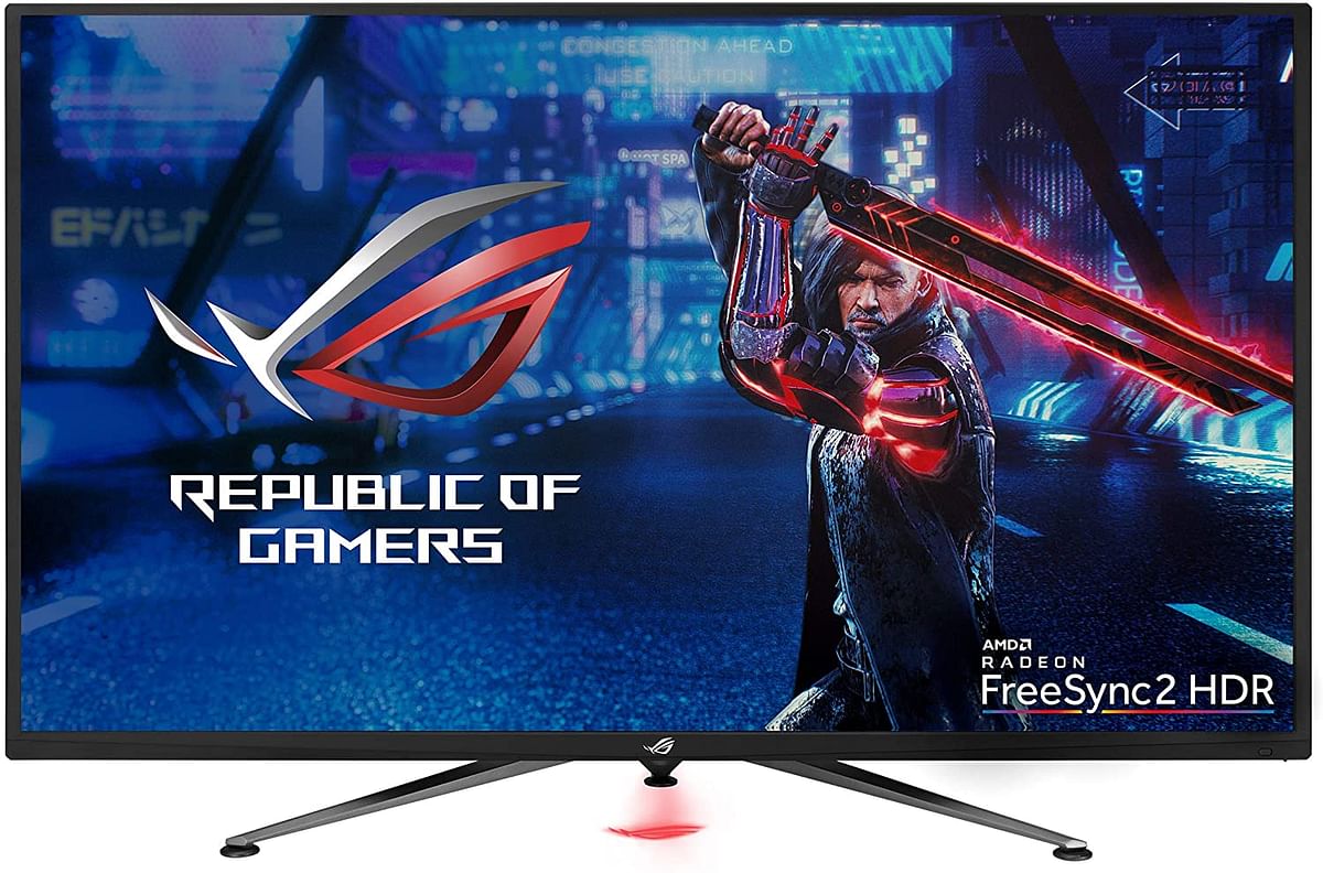 Asus ROG Strix XG438Q 43” Large Gaming Monitor with 4K 120Hz FreeSync 2 HDR Displayhdr 600 90% DCI-P3 Aura Sync 10W Speaker Non-Glare Eye Care with HDMI 2.0 DP 1.4 Remote Control