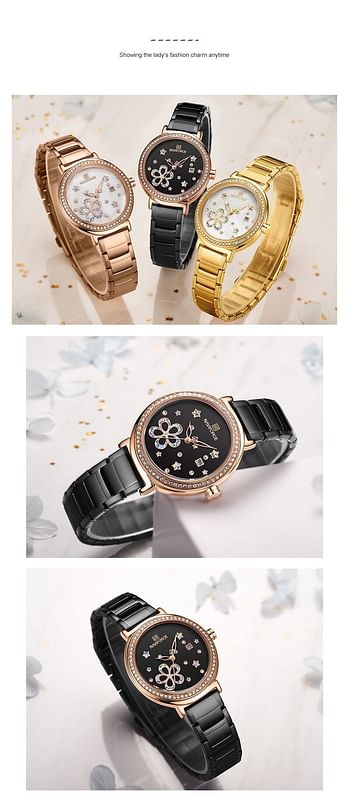 Naviforce NF5016 New Women Luxury Watches Creative Steel Women's Bracelet Watches Female Waterproof Clock Relogio Feminino Rose Gold