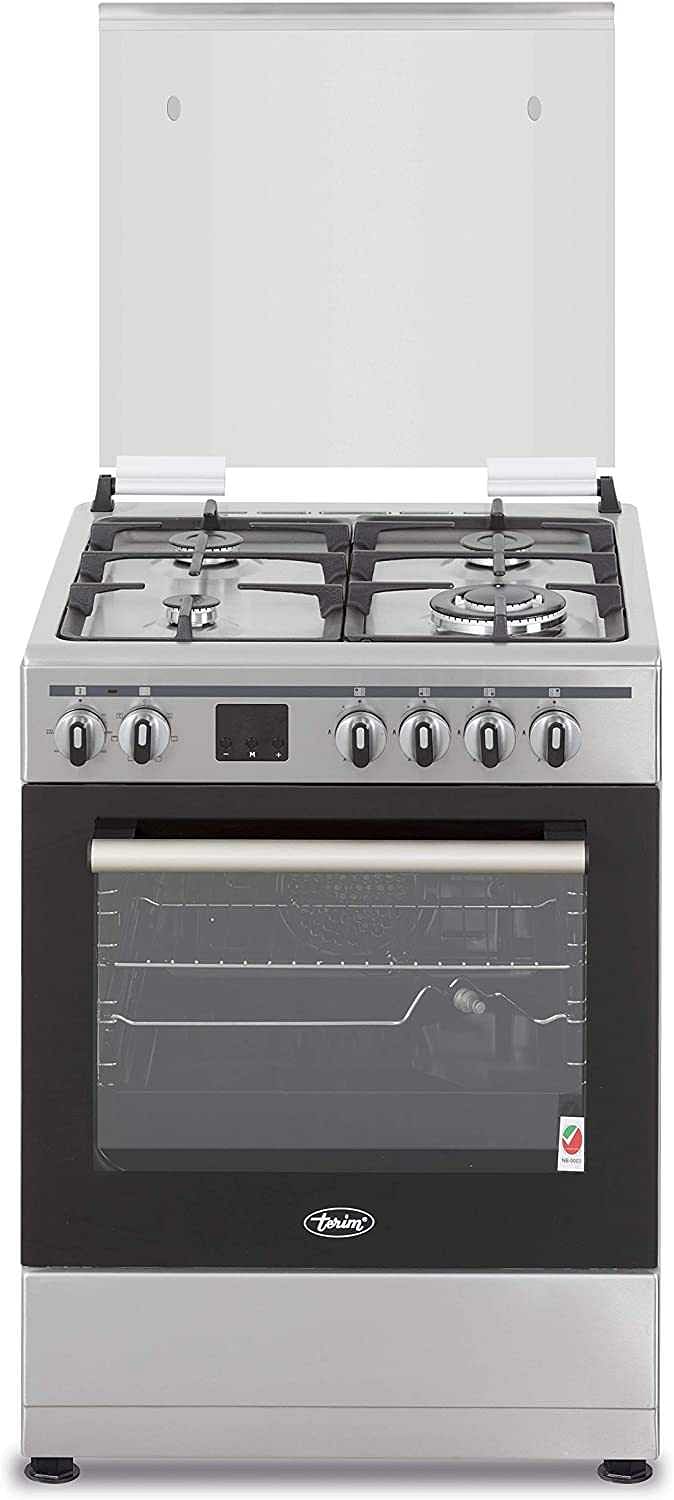 Terim 60X60 Cooker, 4 Gas Burners, With 55L Oven Capacity, Stainless Steel, TERGE66ST