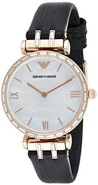 Emporio Armani Women's Mother Of Pearl Dial Leather Analog Watch - AR11295, Rose Gold