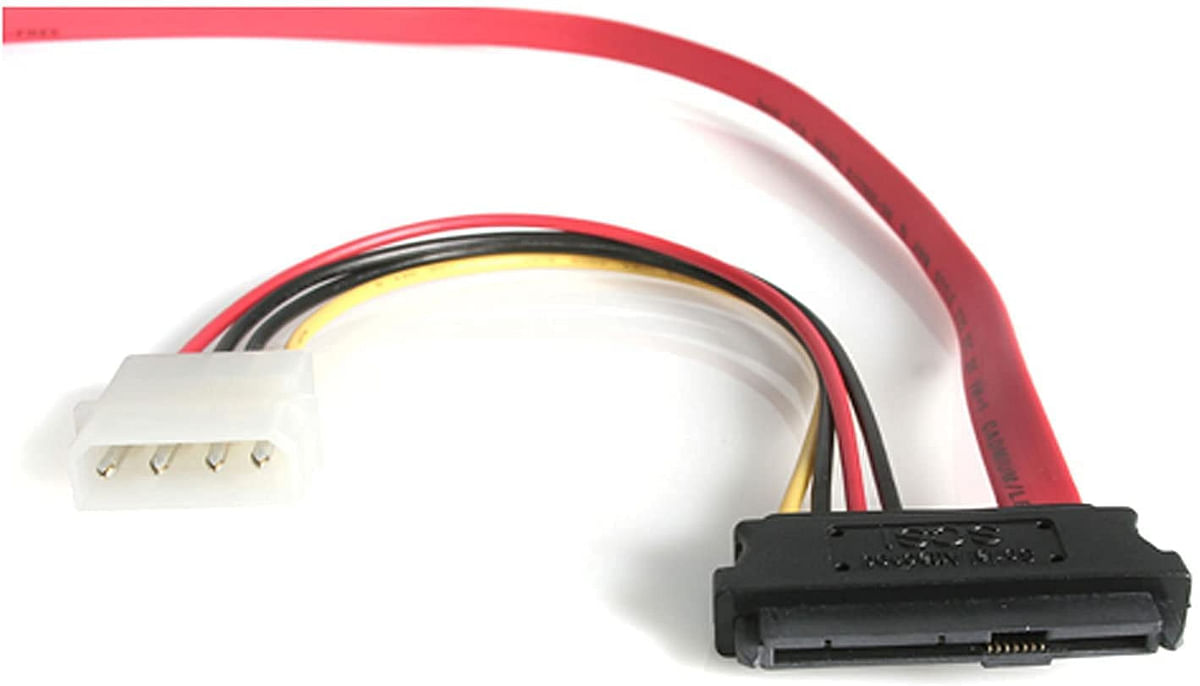 18in SAS 29 Pin to SATA Cable with LP4 Power - 18in SAS 29 pin to SATA Cable - 18in SFF 8482 to SATA (SAS729PW18), Red