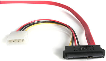 18in SAS 29 Pin to SATA Cable with LP4 Power - 18in SAS 29 pin to SATA Cable - 18in SFF 8482 to SATA (SAS729PW18), Red