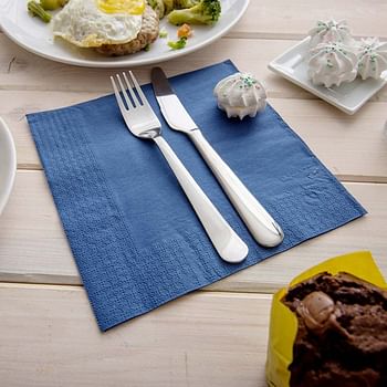 Paper Dinner Napkins, 2 Ply Napkins, Disposable Dinner Napkins - Navy Blue - 16