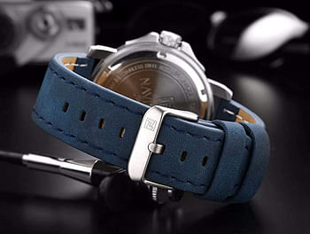 NaviForce 9122 Men's Sport Leather Wrist Quartz Watch - Blue