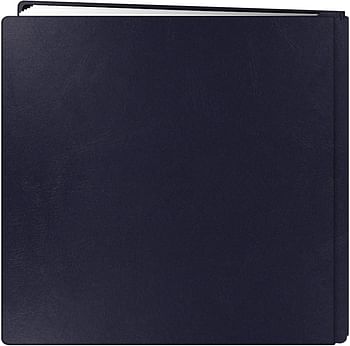 Pioneer 12 Inch by 12 Inch Postbound Leather Family Treasures Memory Book, Navy Blue