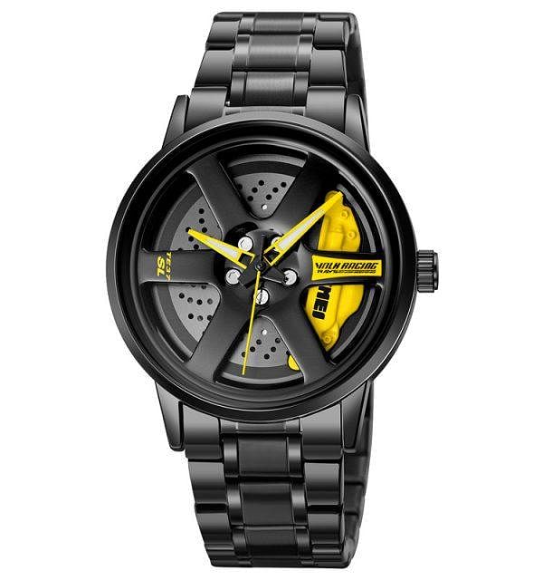 SKMEI 1787 Wheels Rolling Creative Fashion Men's Watch Che Youhui League Fans Butterfly Double Snap Watch YELLOW