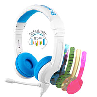 BuddyPhones - School Plus Kids Headphones - High Performance Beam Mic, Detachable BuddyCable for Sharing, Foldable & Cushioned Headband (Blue)