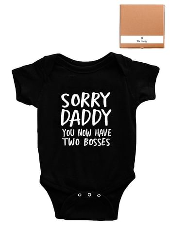 Sorry Daddy You Have Now Two Bosses Baby Bodysuit Romper Birthday Costume Dress- Grey - 9 to 12 months