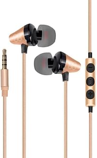Promate Earphone For iPad Pro with Microphone, In-Ear Headset with 3.5mm Audio Jack, Gold