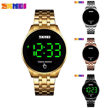 Skmei 1669 LED Touch Screen Watch luxury fashion ladies watches stainless steel Strap women Digital Watches - Black
