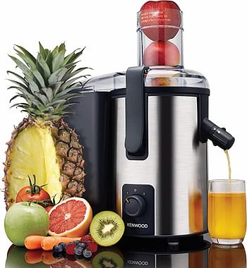 Kenwood Juicer 700W Stainless Steel Juice Extractor with 75mm Wide Feed Tube, 2 Speed, Anti Drip for Home, Office, Restaurant & Cafeteria JEM50.000BS Silvr/Black, Silver and Black