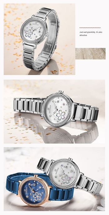 Naviforce NF5016 New Women Luxury Watches Creative Steel Women's Bracelet Watches Female Waterproof Clock Relogio Feminino Silver