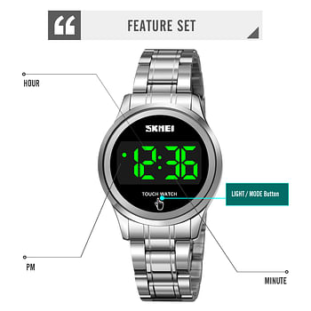 SKMEI 1737 Digital Watch Waterproof Touch Screen Luminous Display - Silver