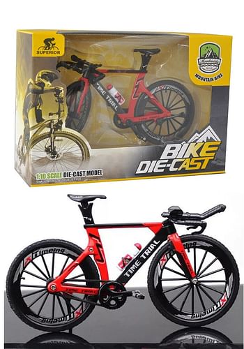 3 Pcs Trio - Die-Cast Racing Miniature Mountain Bikes Collection Toy | Perfect Gift For Kids - Red Blue & White