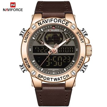 Men's Leather Strap Analog Wrist Watch NF9164