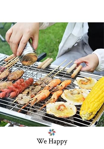 6 Pcs Portable Stainless Steel Barbecue Folding Outdoor Charcoal Grill, Perfect for Camping, Picnic, and Easier to Carry