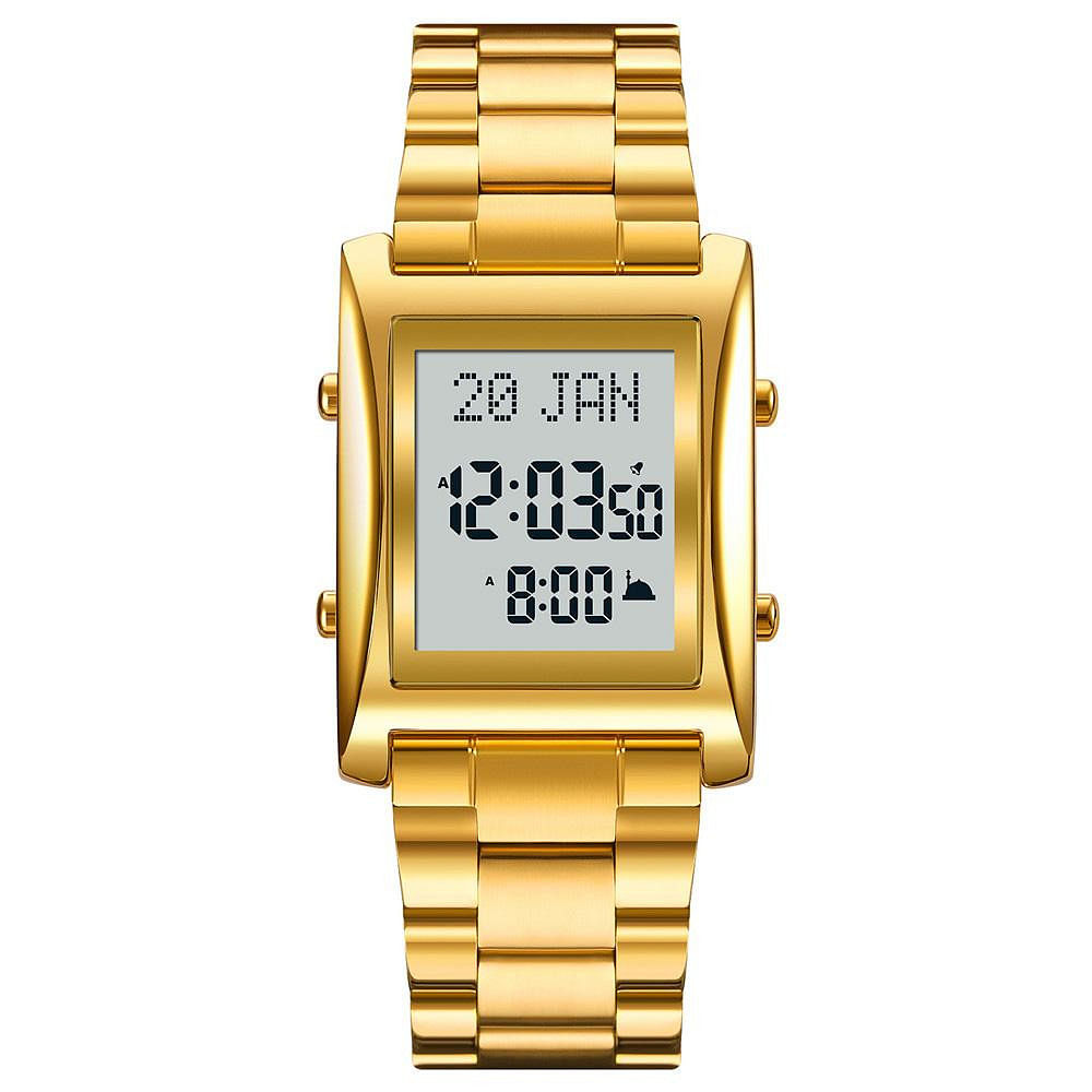 SKMEI 1815 Mens Prayer Watch W/ Adhan Alarm & Islamic Calendar Gold