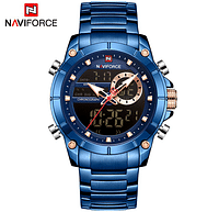 Naviforce Men's Blue Dial Stainless Steel Analogue Classic Watch - NF9163-BEBE