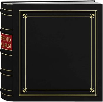 Pioneer BL-200/BLK Photo Albums 200-Pocket Ring Bound Black Bonded Leather with Gold Accents Cover Photo Album for 4 x 6-Inch Prints