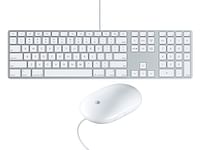 Apple USB Wired Keyboard + Mouse Combo with Apple Shortcut Keys for Mac, iMac, Macbook, and Windows PC, White Color