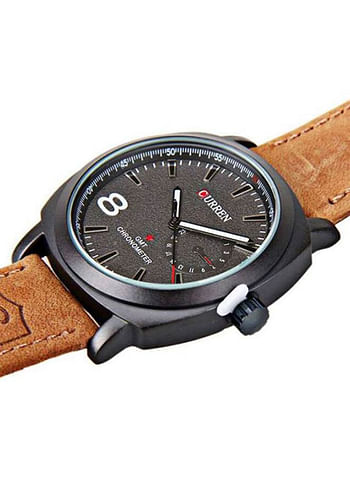 Curren 8139 Analog Leather Strap Wrist Watch