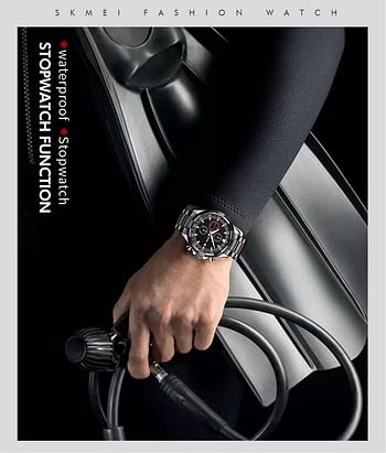 SKMEI 9192 Business Men Quartz Watch Luxury Dress Stopwatch Clock Waterproof Watches Stainless Steel Strap Relogio Masculino- BLK -GD