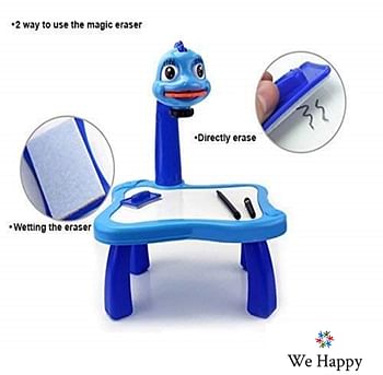 Kids Educational and Skills Developer Painting Projector Table Toy With Light and Music For Boys - Blue