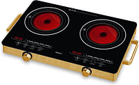 Impex  1800W Double Infrared Cooktop with Touch Sensor Timer 5 Cooking Modes 8 Stage Power Overheat Protection