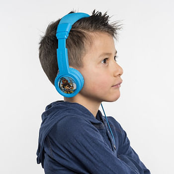 ONANOFF BuddyPhones Explore Plus Foldable With Mic | Cafe Volume In-line Mic w/ Control Button |Detachable Audio Cable| Adjustable Foldable for Tablet, Nintendo Wii, e-Learning - Cool Blue