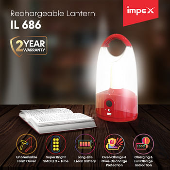 Impex IL 686 Rechargeable LED Lantern With 360 Degree Light-Emitting Angle