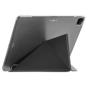 Case-Mate iPad Pro 12.9"  4th Gen. 2020 Multi Stand Folio Case - Leather Origami Design w/ 360 Protection, Transparent Back w/ Multiple Viewing Mode, Auto Sleep/Wake - Black