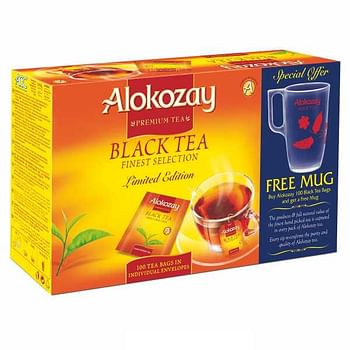 Alokozay Black Tea 100 Tea Bags 200g + Mug