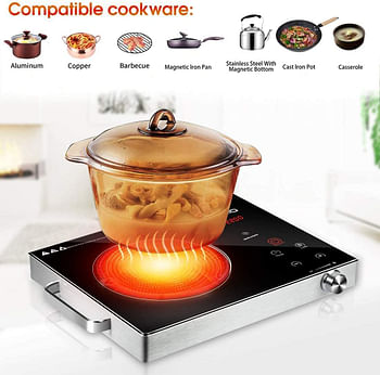 Impex  2000 W Infrared Induction Cooktop With 8 Temperature Levels and 4 Digital LED Display