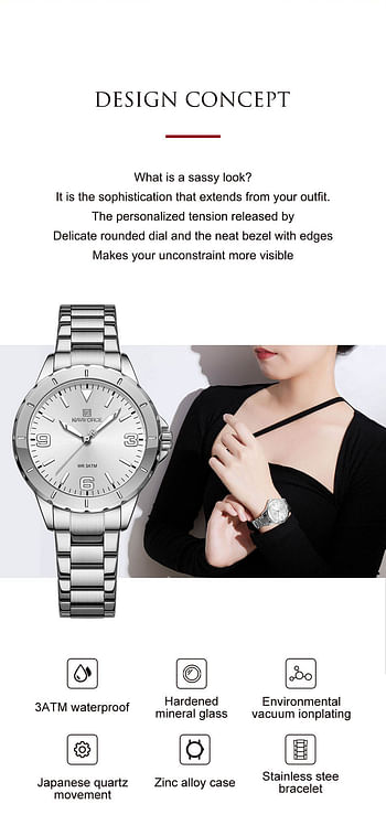 NAVIFORCE NF5022 Rose Gold Female Quartz Small Dial Luminous Luxury Wrist Watch  RG/BE/BE