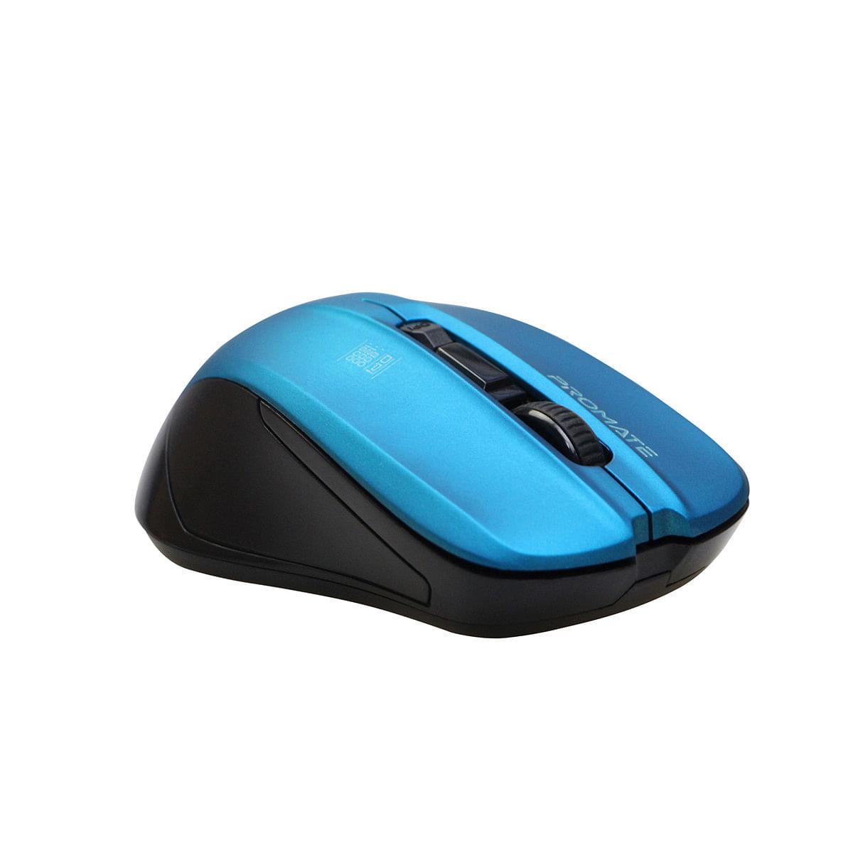 Promate Wireless Mouse, Comfortable Ambidextrous 2.4GHz Cordless Ergonomic Mice with 4 Programmable Buttons, Adjustable 1600DPI, Nano USB Receiver and 10m Working Range for Laptops, Contour Blue